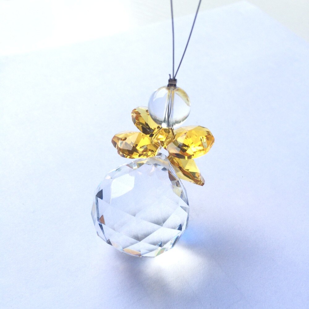 Mooie crystal glas suncatcher facet ball + goud glazen kralen hanger voor kroonluchter onderdelen, bruiloft opknoping decoratie