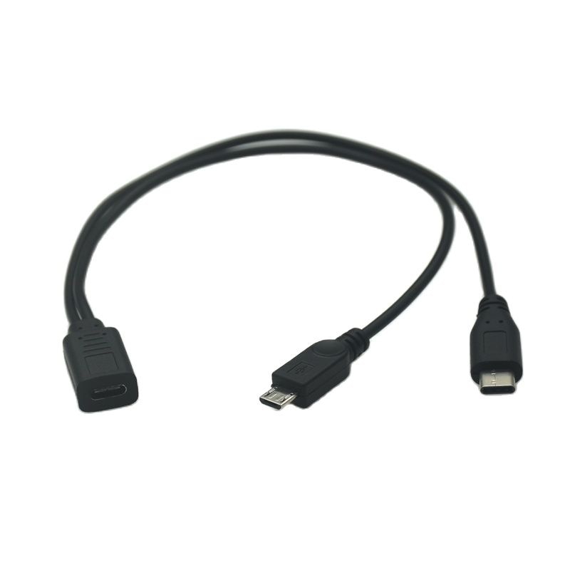 Type-c USB 3.1 / Micro USB 1 Female to Micro/Mini USB Type-c Type B Male Y Splitter Charge Extension Date Splitter Adapter Cable