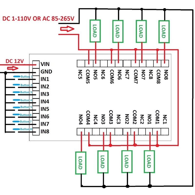 Dc12V 8 Channels Multifunction Timer Delay Relay Board Time Switch Timing Loop Interlock Self-Locking Momentary Bistable