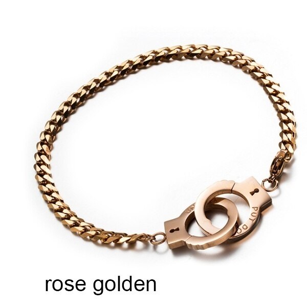 Moda steampunk criatividade algemas pulseira de liga de alta qualidade para homem e mulher: Cor de rosa de Ouro