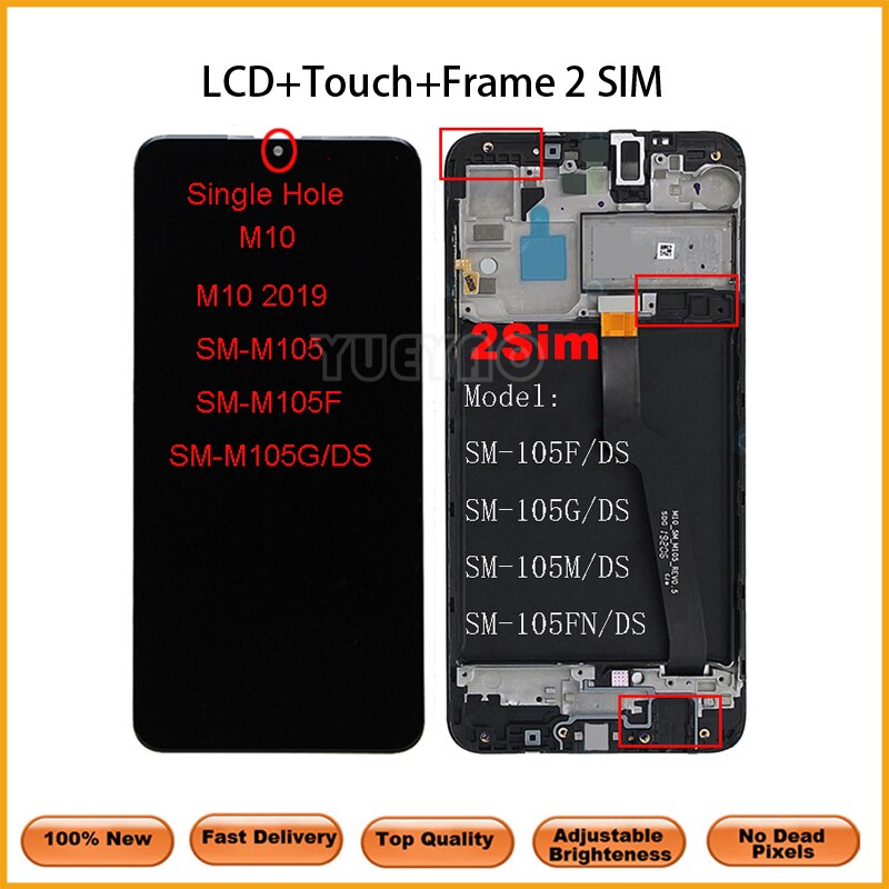 6.2" LCD For Samsung Galaxy A10 A105 A105F SM-A105F LCD Display Screen replacement Digitizer Assembly with Frame: M10 2SIMFrame NoGift