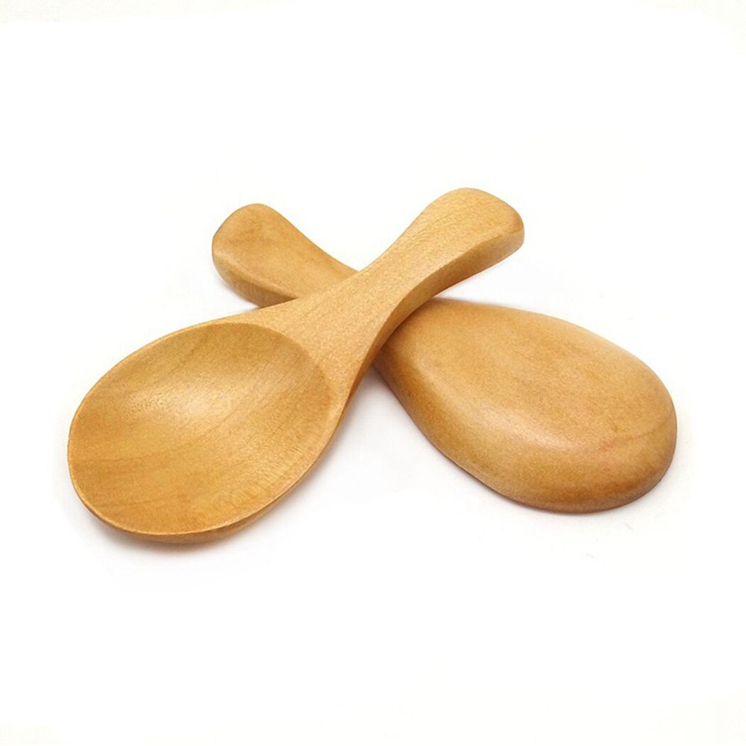 8Pcs Small Wooden Salt Spoon Solid Natural Wood Condiments Spoon Handmade Crude Wood 8.5*3.3cm Eco-Friendly For Salt,Sugar Etc.