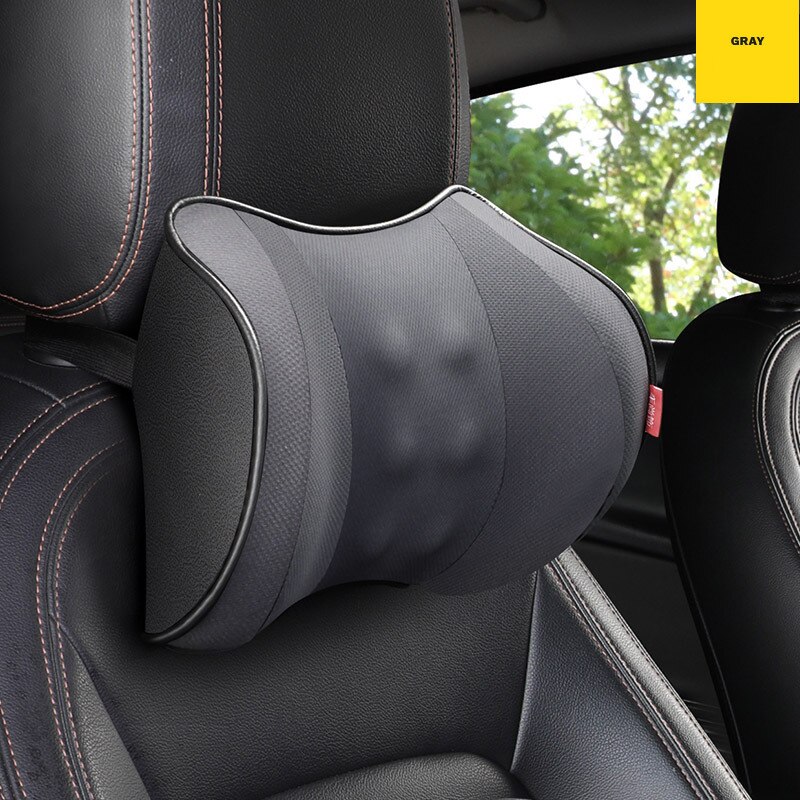 Auto Massage Kussen Rugleuning Ondersteunen Lumbale Kussen Verlichten Vermoeidheid Hals Usb Opladen Hoofdsteun Voor Office Home Auto Accessoires: Grey-Neck