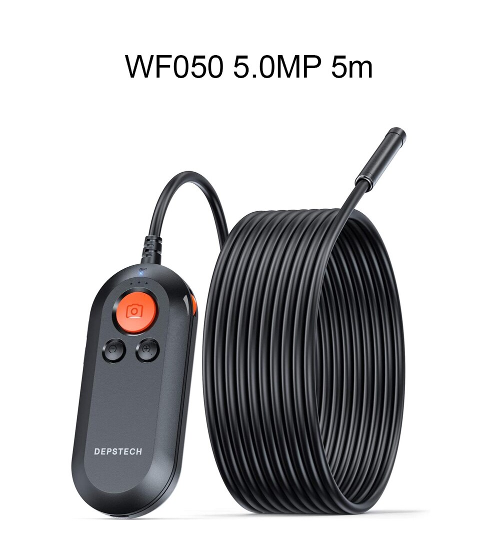 Depstech 2.0mp 5.0mp wifi endoskop hd inspektionskamera trådløst slangekamera 6 led borescope til android & ios: Wf050 5.0mp 5m