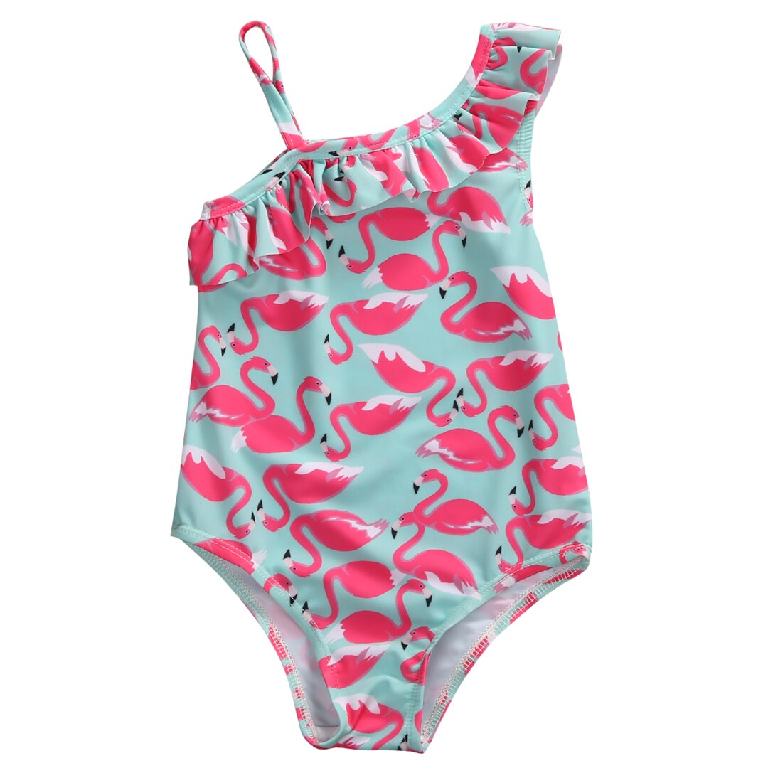 Børn baby piger tankini bikini ét stykke en skulder søde søde flæser badetøj badedragt badedragt strandtøj: 1-2 år gammel