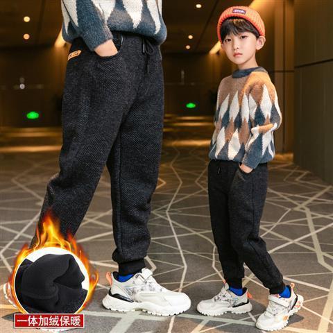 Jungen Vlies-Gefüttert Hosen Herbst Und Winter 2022 Neue Mittel Und Große freundlicher verlieren Beiläufige Hosen freundlicher Dicke Schlauch: Schwarz Plüsch- / 120