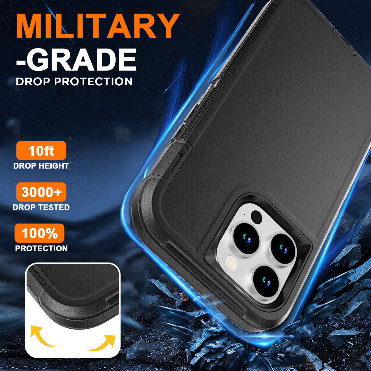 3 IN 1 Heavy Duty Armor Shockproof Dust-Proof Case For iPhone 16 15 14 13 12 11 15Pro MAX MINI XSMAX XR X XS SE 7 8 PLUS Cover