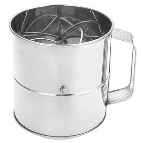 Stainless Steel Flour Sifter Hand Crank Baking Powdered Sugar Sieve Kitchen Tool: Default Title
