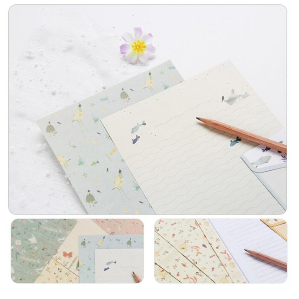 10Sets A5 Flower Printing Envelope and Letter Paper Lovely Writing Stationery Envelopes Kit (Mixed 30Pcs Envelop 60Pcs Paper)