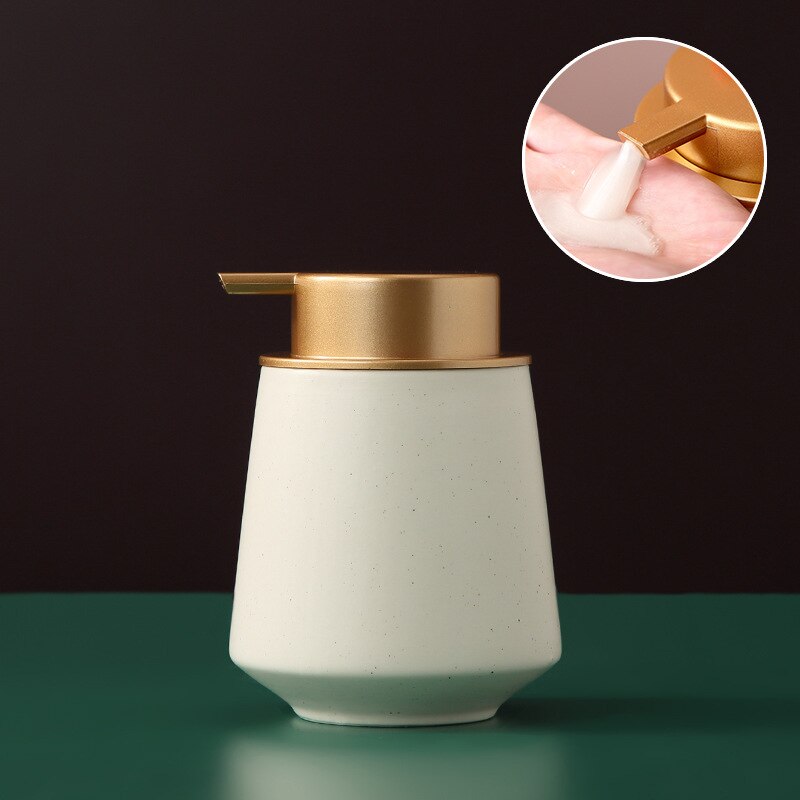 Ceramic Liquid Soap Dispenser Bottles Shower Gel Shampoo Bottle Hand Sanitzer Dispenser Bathroom Accessories Set: white-C
