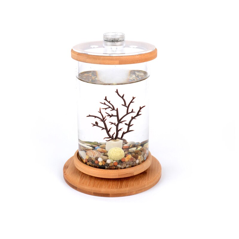 Rotatable Small Fish Tank Transparent Glass Aquarium Mini Ornamental Fish Bowls Aquarium Products