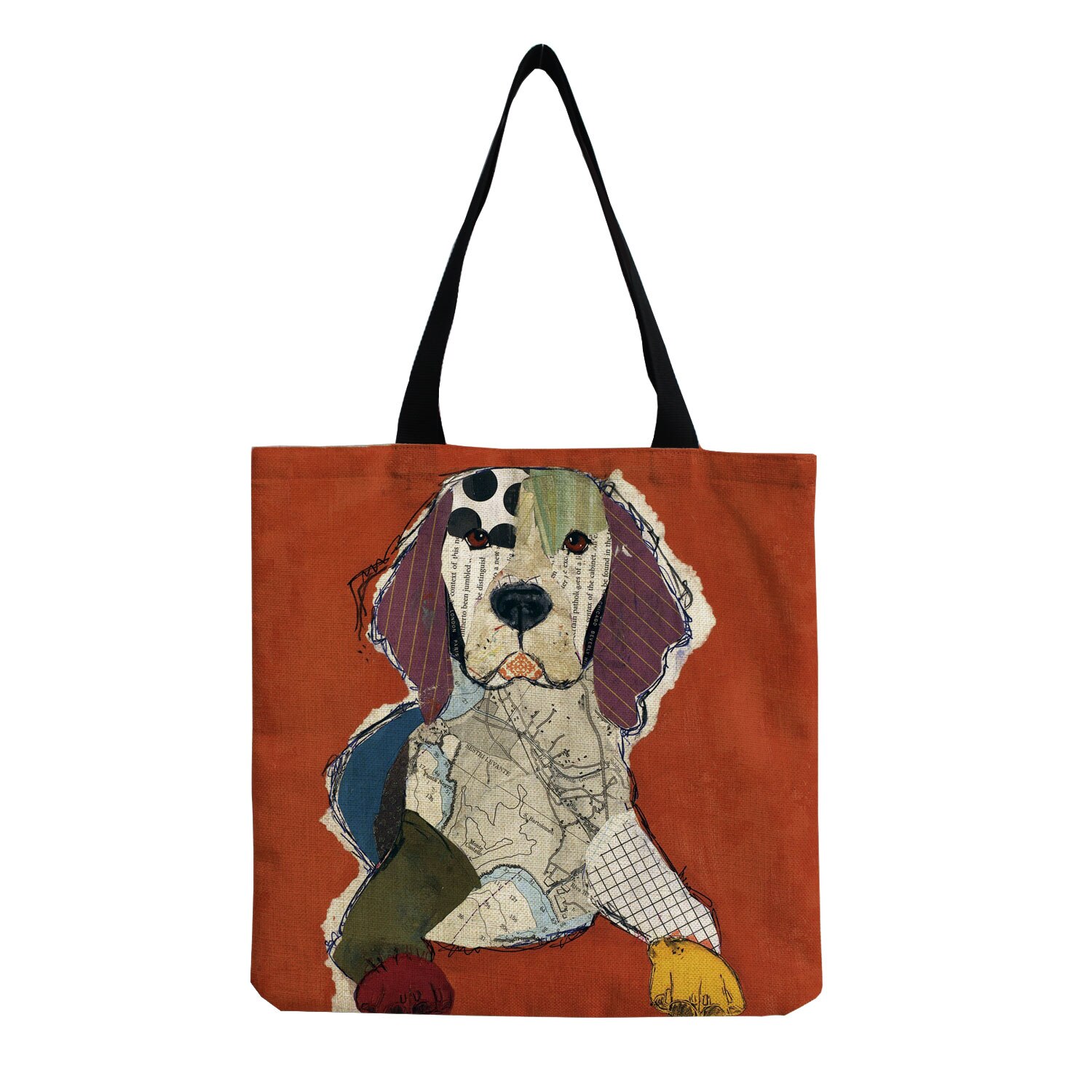 Exclusieve Olieverf Hond Print Boodschappentassen Voor Boodschappen Papillon Pug Retriever Print Vrouwen Schoudertas Handtas Grote Capaciteit: hm2913 Dog Bag