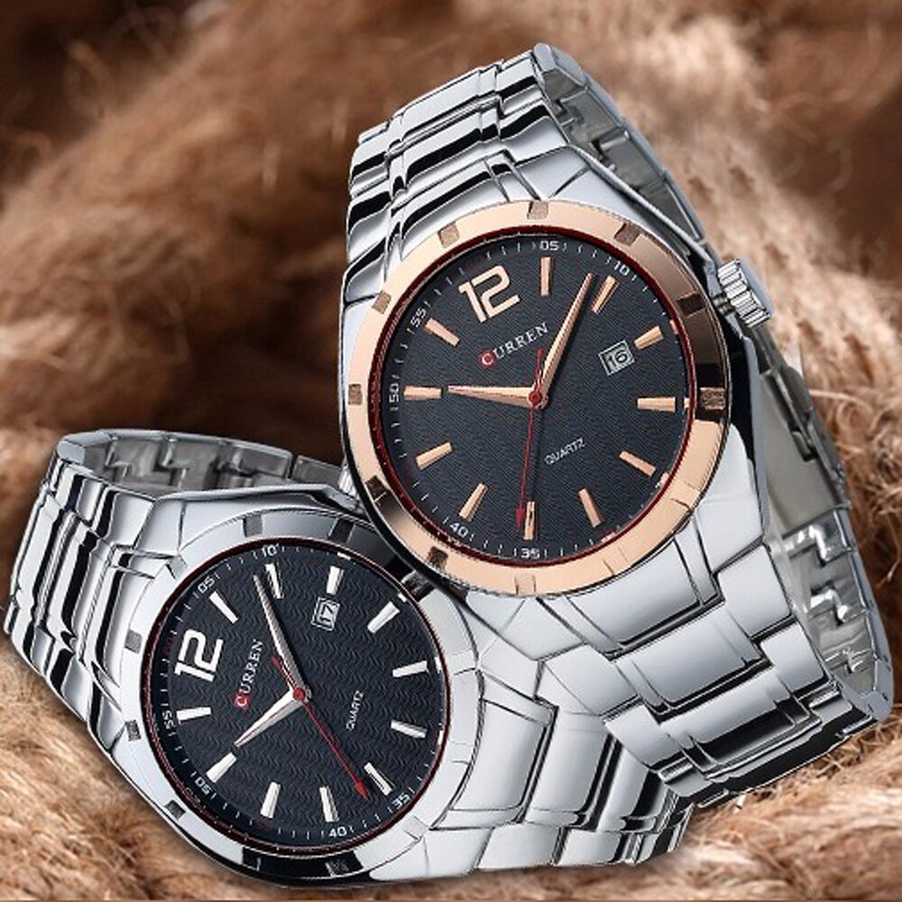 Curren &amp; Casual Datum Zakelijke Mannen Horloges Stalen Band Quartz Waterdicht Horloges Erkek Kol Saat Relogio Masculino