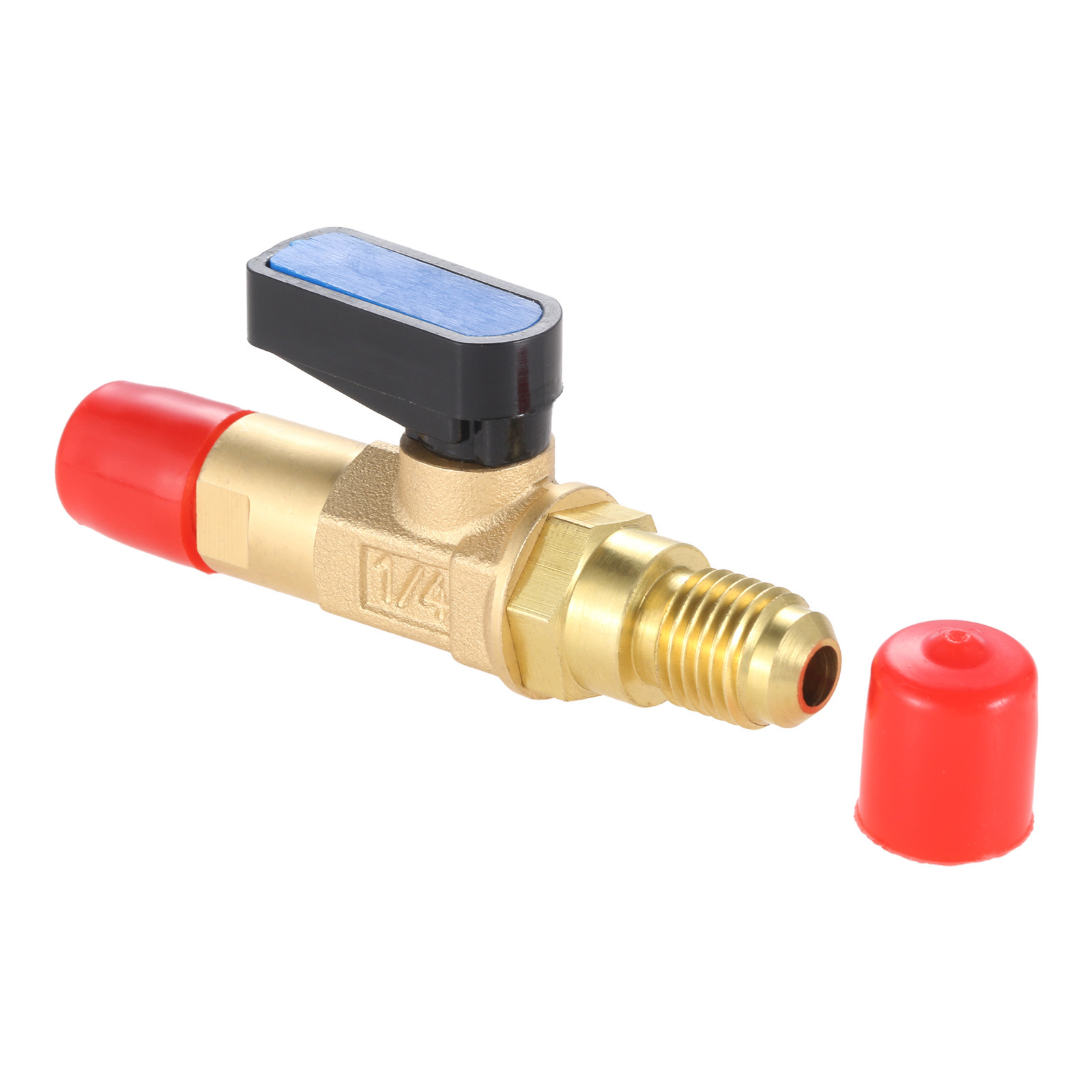 Refrigerant Ball Valve Adapter 1/4" SAE Adapter Air Conditioner Straight Shut-Off Valve for HVAC A/C Fit for R134A R22 R12 R410A
