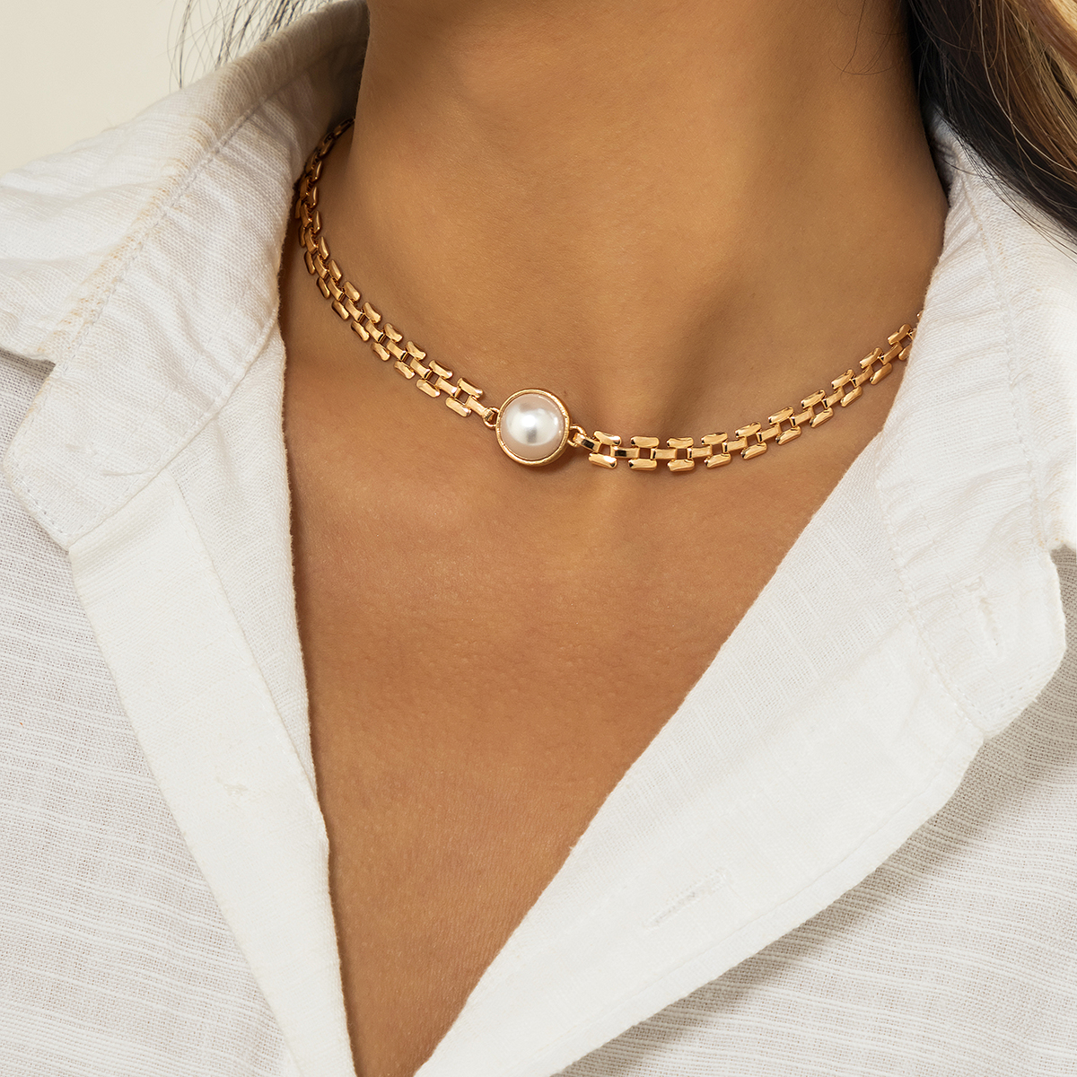 SHIXIN – collier à chaîne épais exagéré pour femmes, grand bijou ras du cou court de couleur or/argent,