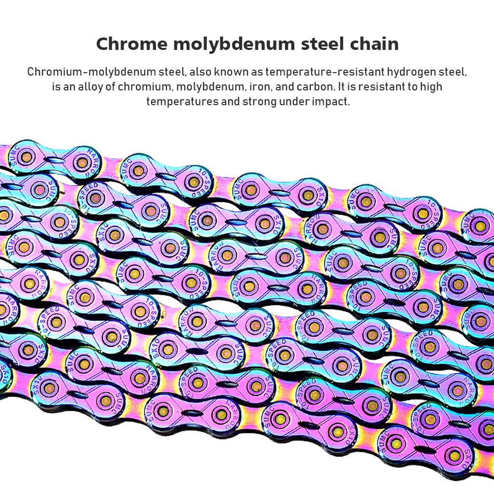 SUMC-cadenas de colores para bicicleta de montaña, accesorios para bici de 9V, 10V, 11V y 12V, cadena de arcoíris plegable con hebilla mágica
