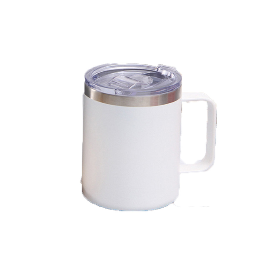 12/14oz Simple American Stainless Steel Coffee Cup Solid Color Double-layer Office Insulation Mug