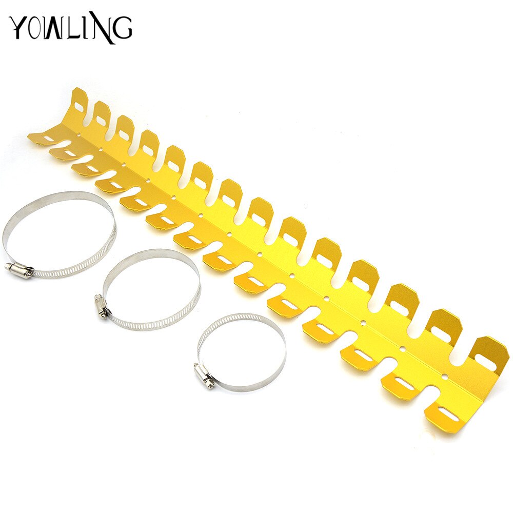 YOWLING Dirt Motorcycle Exhaust Muffler Pipe Leg Protector Heat Shield Cover For KTM 400 450 530 525 EXC 690 Enduro 625 SMC: 490mm gold