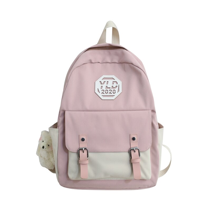 Dcimor waterdichte nylon damesrugzak met riemgesp, clamshellrugzak voor tienermeisjes, schooltas, reismochilas: Roze