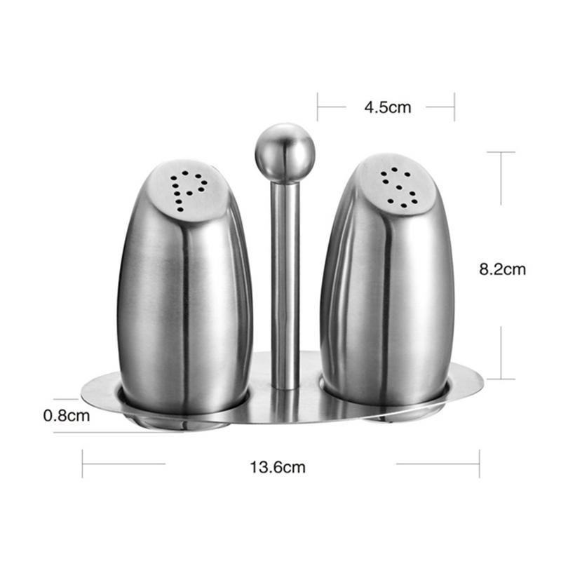 Stainless Steel Condiment Tank Salt Pepper Shaker Seasoning Set Bottle Seasoning Kitchen Jar kitchen supplies