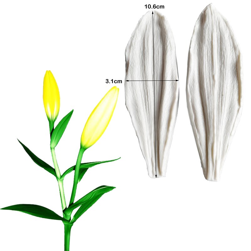 Moule en Silicone M2490 pour décoration de gâteau, pétale, feuille de lys, veines, fleurs, Fondant, chocolat, pâte à sucre, porcelaine froide: Default Title