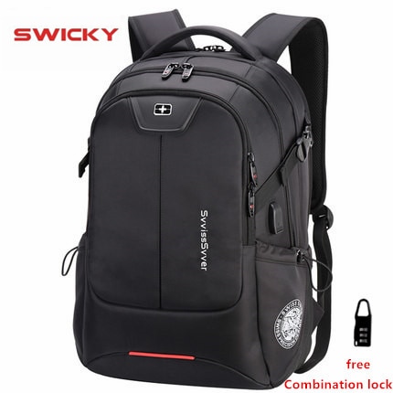 SWICKY multifunción de gran capacidad bolso de hombre de de viaje de carga usb impermeable anti-robo 15,6 pulgadas laptop mochila hombres