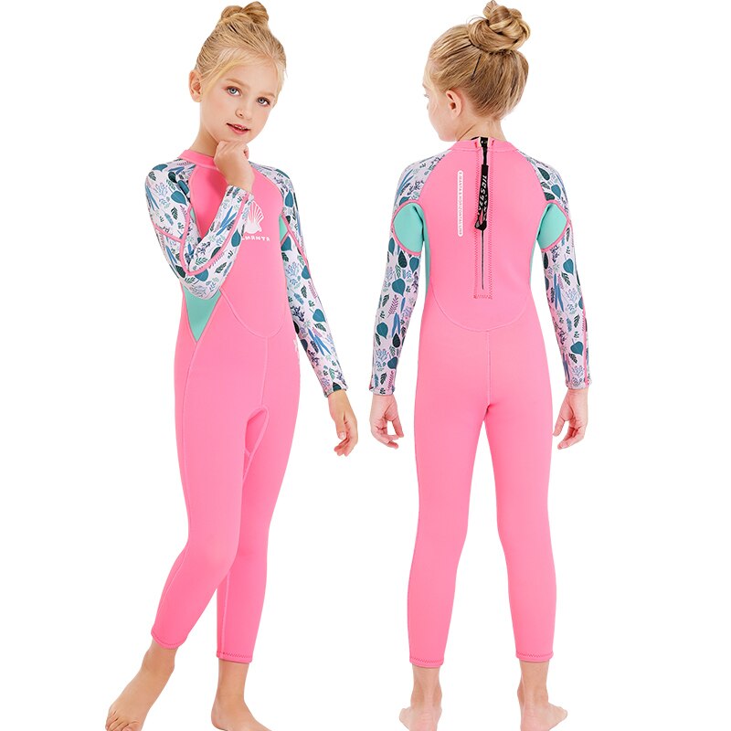 Trajes de neopreno de 2,5 MM para niños y niñas, traje de buceo de manga larga, surf, Rash Guards, una pieza