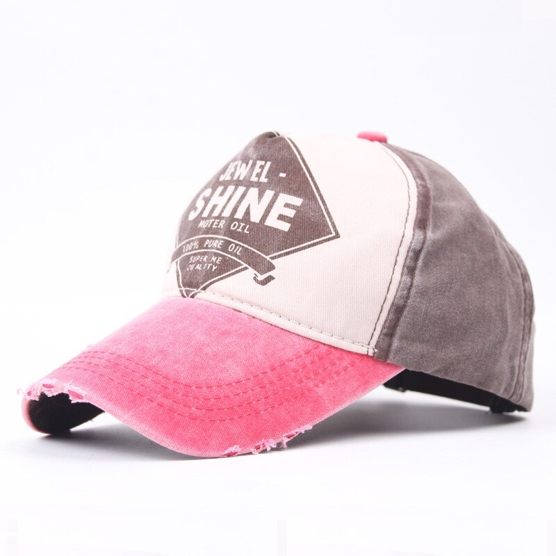 Unisex baseballpetten katoen distressed kleur bijpassende mannen en vrouwen hoeden met klep buitensporten pet met klep coole jongen: Roze