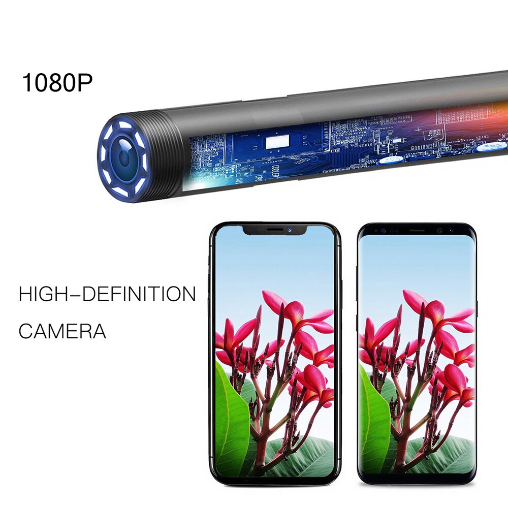 Wireless IP67 Waterproof HD WiFi Borescope Inspection Endoscope Built-in 8 LED Lights with Phone Holder 8mm Lens for Smartphone
