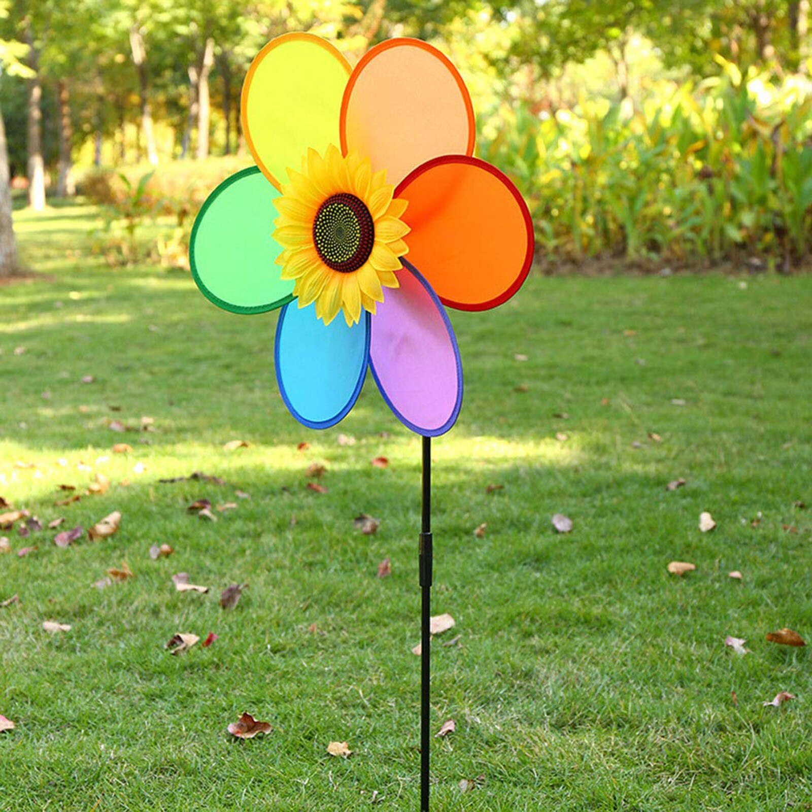 Kleurrijke Regenboog Bloem Windmolen Spinner Wind Huis Tuin Yard Patio Outdoor Decoratie Kids Speelgoed Lichtgewicht Eenvoudig Verwijderen