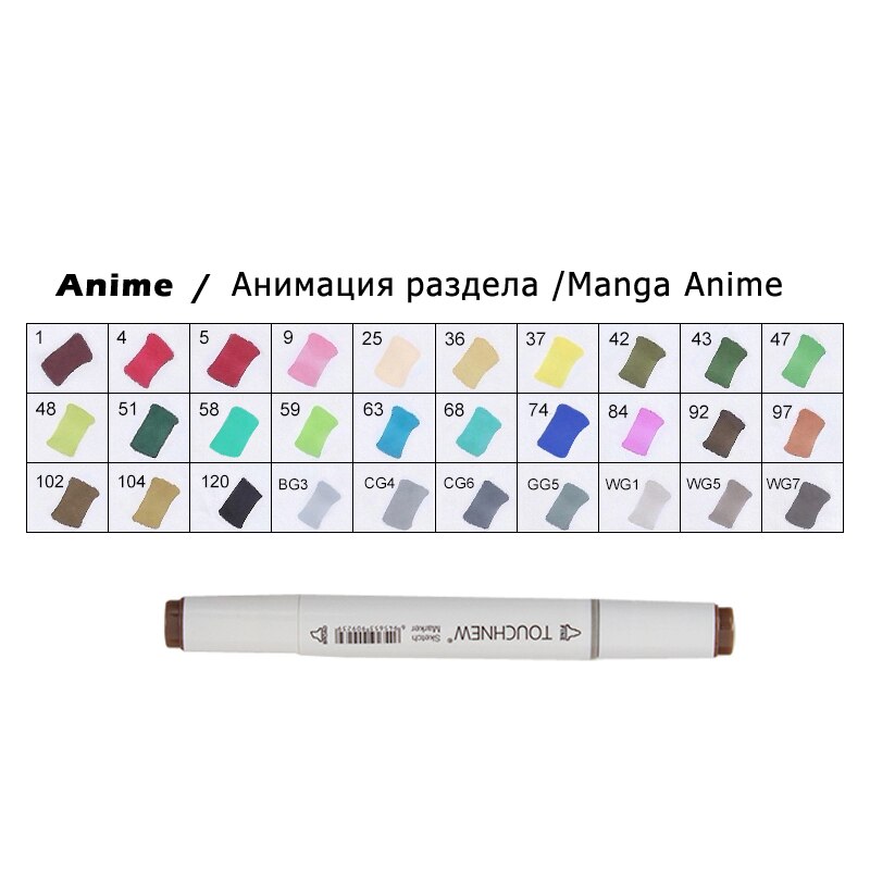 Touchnew 30/40/60/80/168 väriä taide luonnos tussit piirtämiseen maalaussetti kaksoismerkki alkoholimuste manga koulutaidetarvikkeet: 30 väriä valkoinen