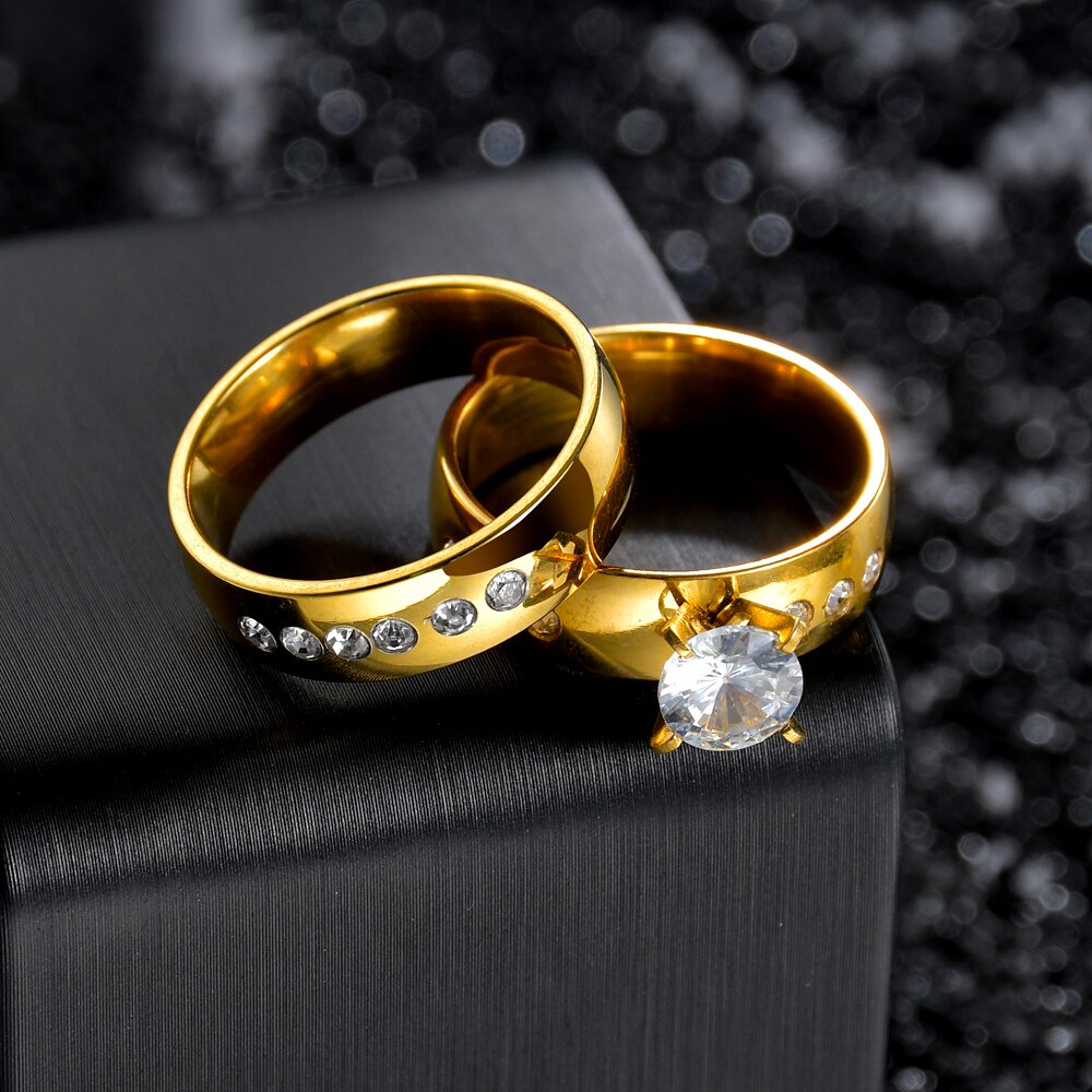 Liefde Huwelijk Paar Trouwringen Voor Mannen En Vrouwen Goud Kleur Titanium Rvs Sieraden