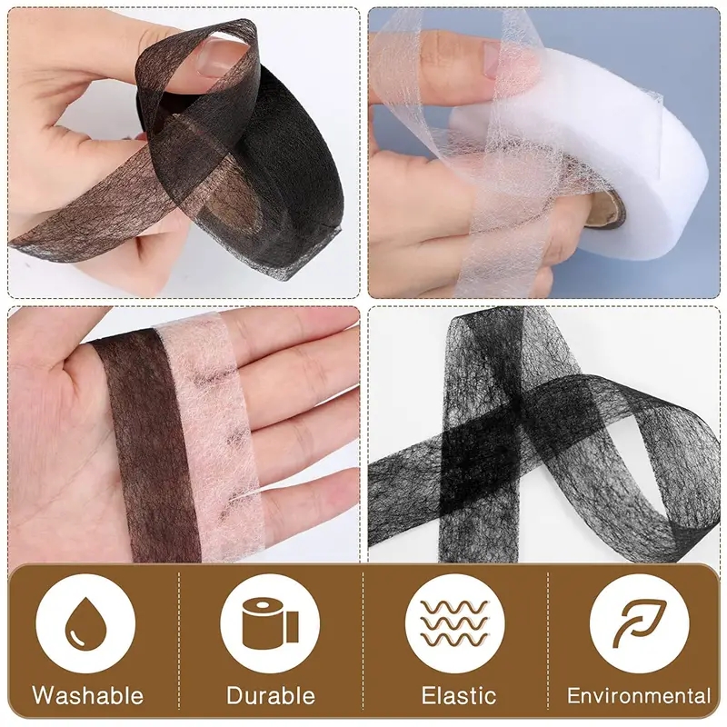 64 meter Zwart Wit dubbelzijdig Interlining Zelfklevende Stof Kleding Ijzer op Zoom Tape Interlining Web DIY Naaien Accessoires