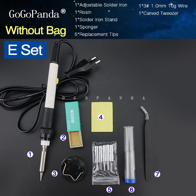 18 In 1 Electrical Solder Iron Set Temperature Adjustable with Replacement Tips Desoldering Aid Tool Solder Sucker: HL908-E Set