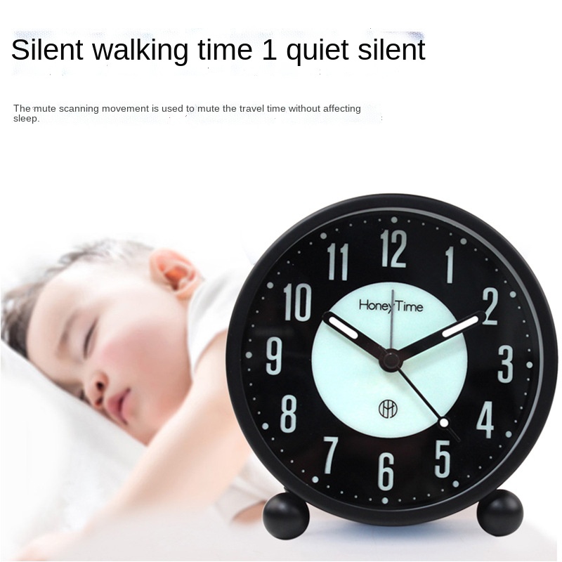 Modern Simple Circular 4-inch Luminous Alarm Clock Home Silent Scanning Night Light Desk Clock