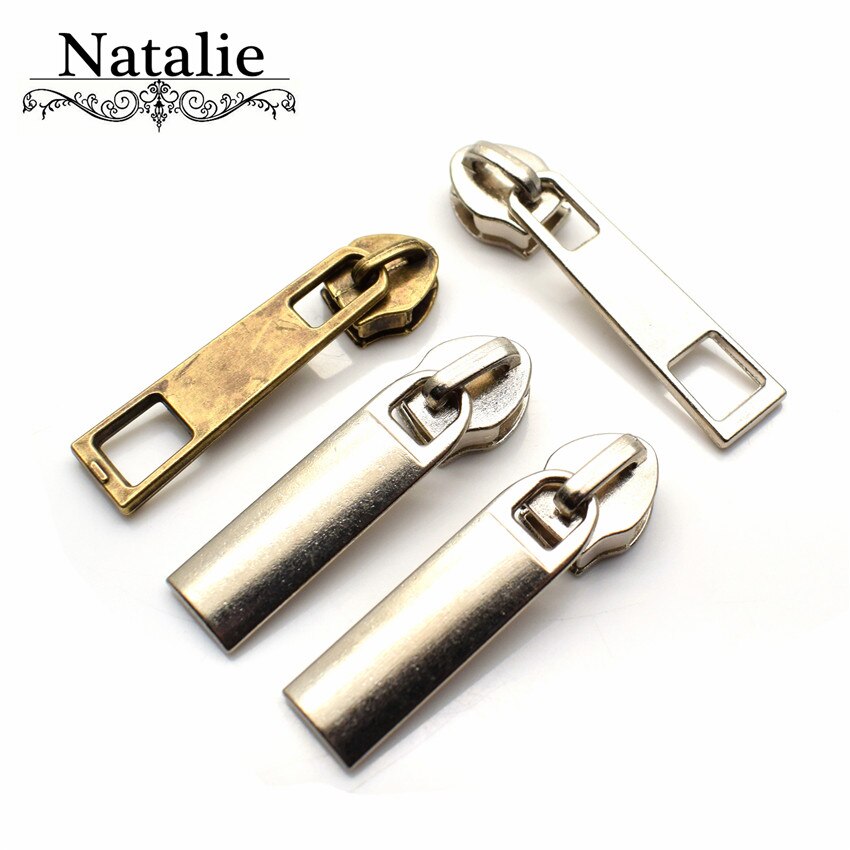 10 Uds. 5 # tirador de cremallera Aleación de Zinc Metal deslizadores sin bloqueo accesorios de ropa para reparación de cremallera para coser