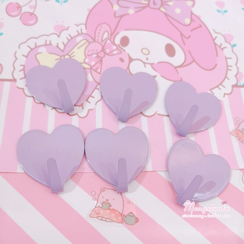 5 Stks/partij Creatieve Metalen Leuke Hartvormige Haak Sterke Zelfklevende Plakken Muur Lager Keuken Haak Geen Spoor Na Plakken deur Haak