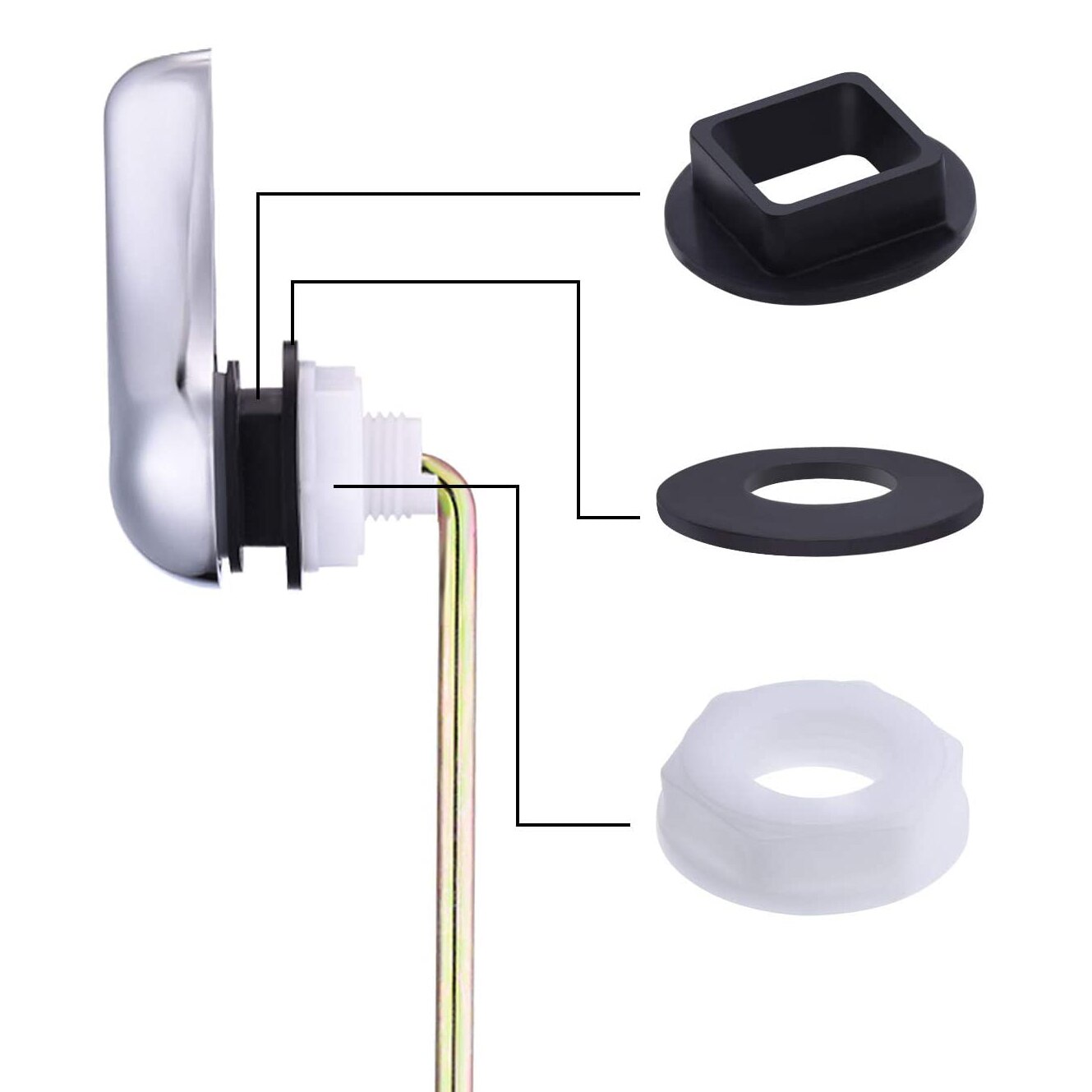 2 stk forkromet frontmonteret toiletbeholder skylthåndtag med udskiftning af klappekæder til de fleste monteringstoiletter