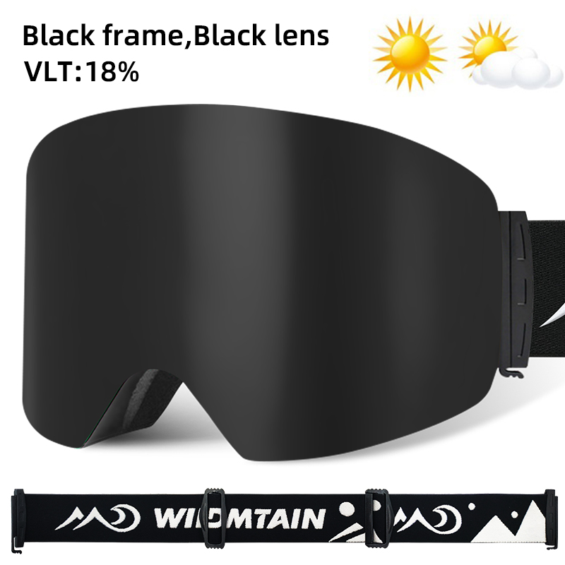 WILDMTAIN Best Ski Goggles Snowboard Dual Layers Anti fog Skiing Snow Goggles, UV Protection Ski Glasses for Men Women Youth: All Black