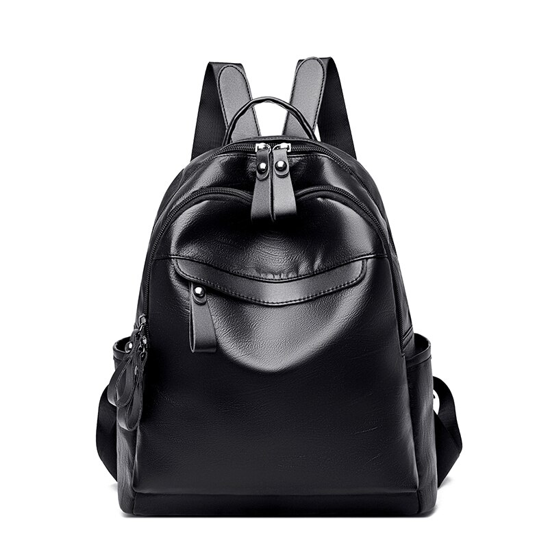 Zaino da donna zaino da scuola versatile da viaggio Oxford di grande capacità per il tempo libero da donna: Black PU Small
