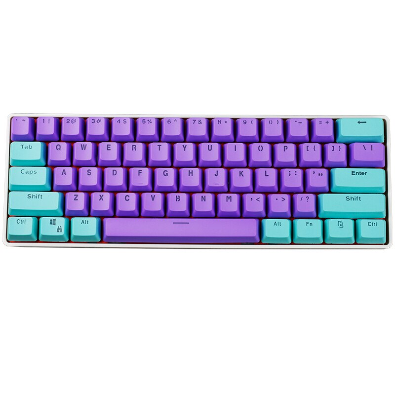 61 chaves pbt doubleshot backlit keycaps conjunto perfil oem para mx teclado mecânico do jogo ansi gh60 rk61/alt61/annie/poker gk61: Purple Love