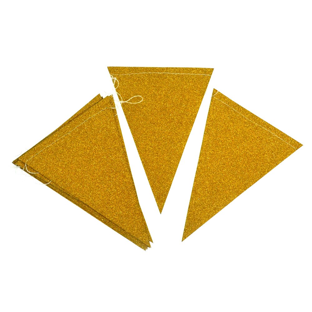 Banderines de bandera de oro blanco rosa, guirnalda de banderín de papel brillante para boda Teepee Deco de cumpleaños Nurser: Gold Flag