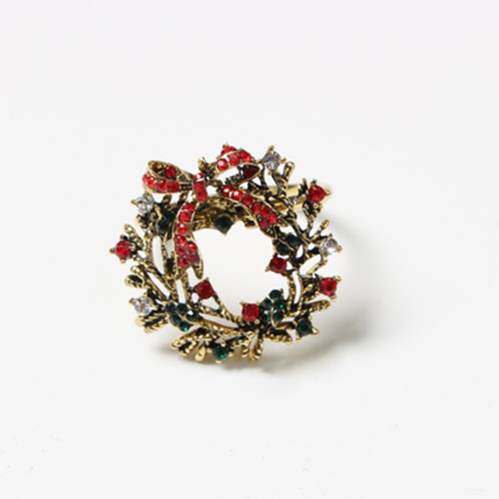 High-end Christmas Tree Napkin Buckle Flower Wreath Elk Bell Santa Claus Style Hotel Household Supplies Stainless Steel: 3