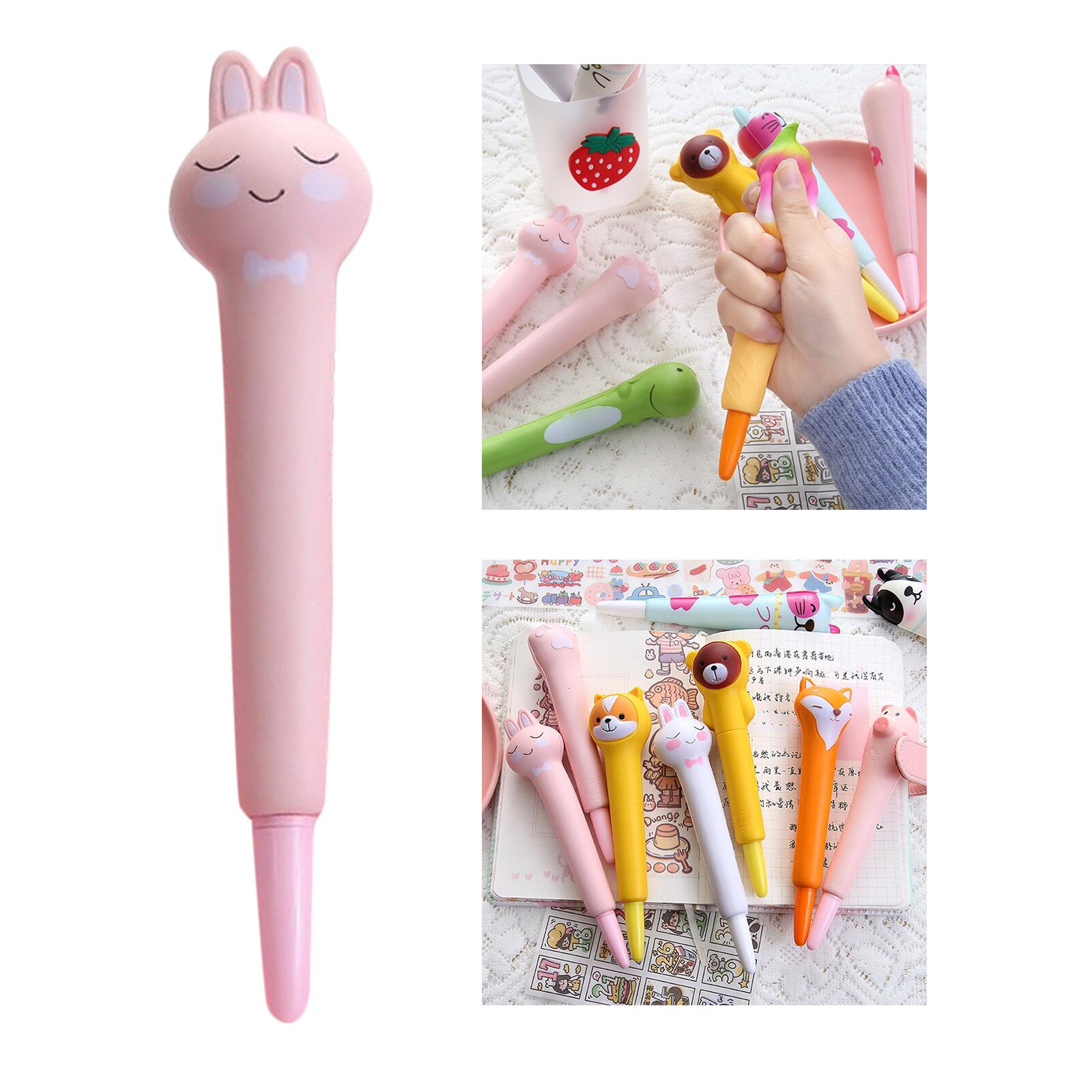 Langsam steigend Bleistift Stift Weichen quetschen Stift Squishy Stifte Großen betonen Linderung Spielzeug Bleistift Deckel Rosa Kaninchen für freundlicher