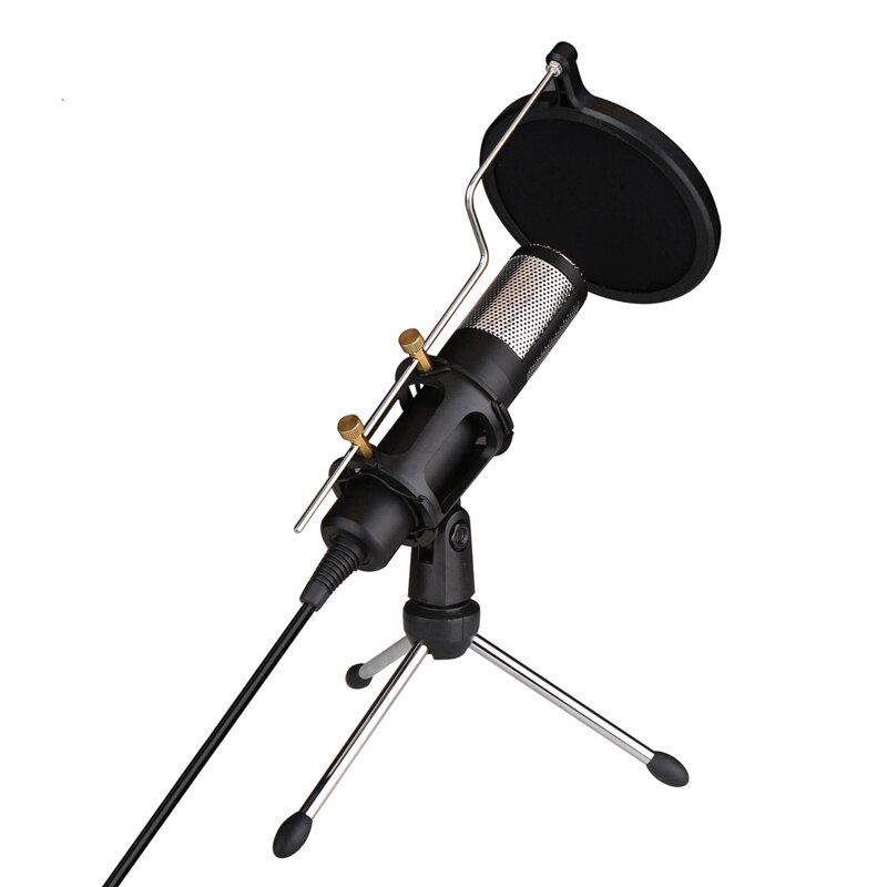 Condenser Microphone Studio Recording USB Microphone Karaoke Mic with Stand for Computer Laptop PC