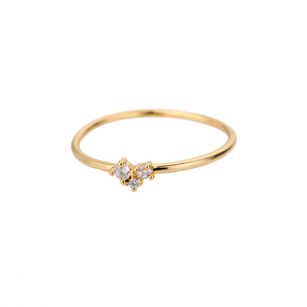 Leuke Ringen Voor Vrouwen Little Heart Shaped Gold Kleur Dainty Ring Sieraden Zirkoon Romantische Mode Bruiloft Engagement Sieraden: GOLD