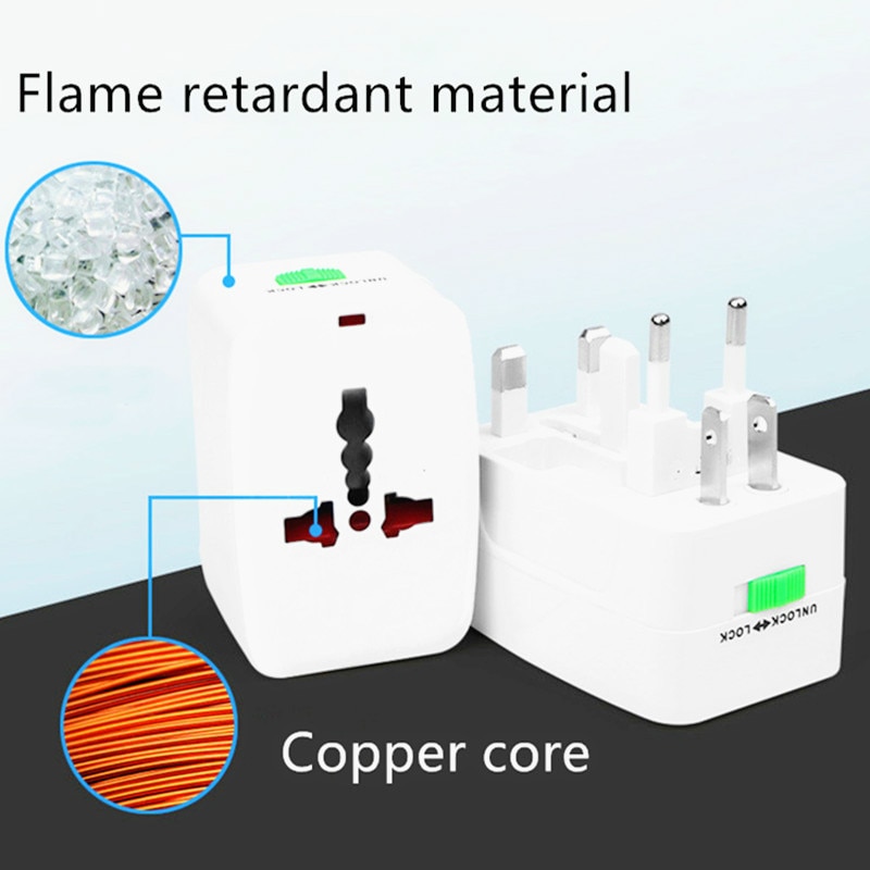 World Universal Travel Plug Converter Adapter International Plug Port AC Power Charger Adaptor With AU US UK To EU Round Socket