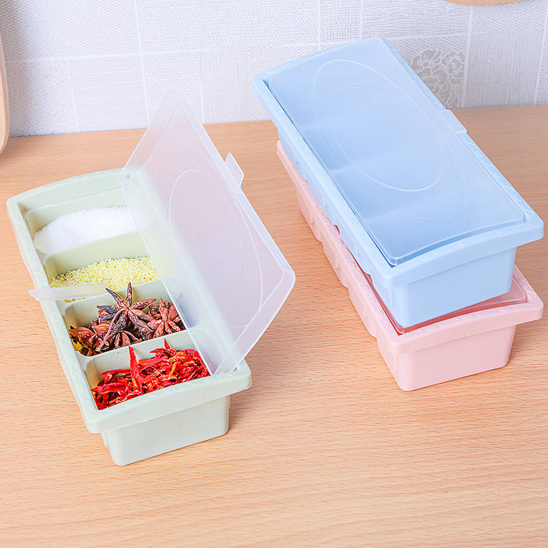 Eco-friendly Plastic Seasoning Box Sugar Pepper Salt Cans Herb Spice Containers Kitchen Tools 21.5*9.6*5.8 cm