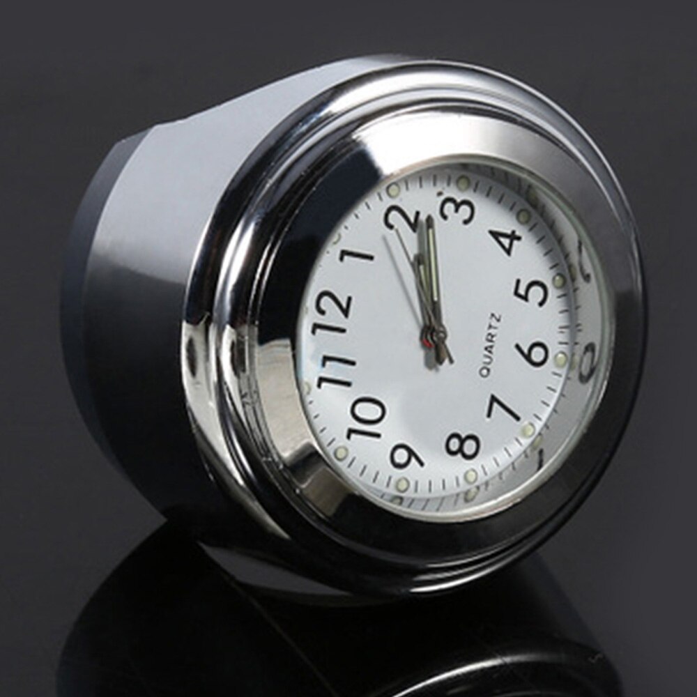 7/8 "Waterdichte Motorcycle Fietsstuur Mount Quartz Klok Horloge Aluminium Lichtgevende Klok Moto Accessoires Voor Harley Yamaha: WHITE