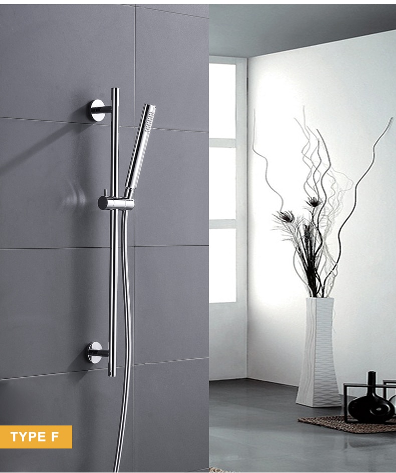 Rustfrit stål eller messing brusebad løftestang brusebadestang sølvkrom badeværelse løftestang med tilbehør til brusebadholder